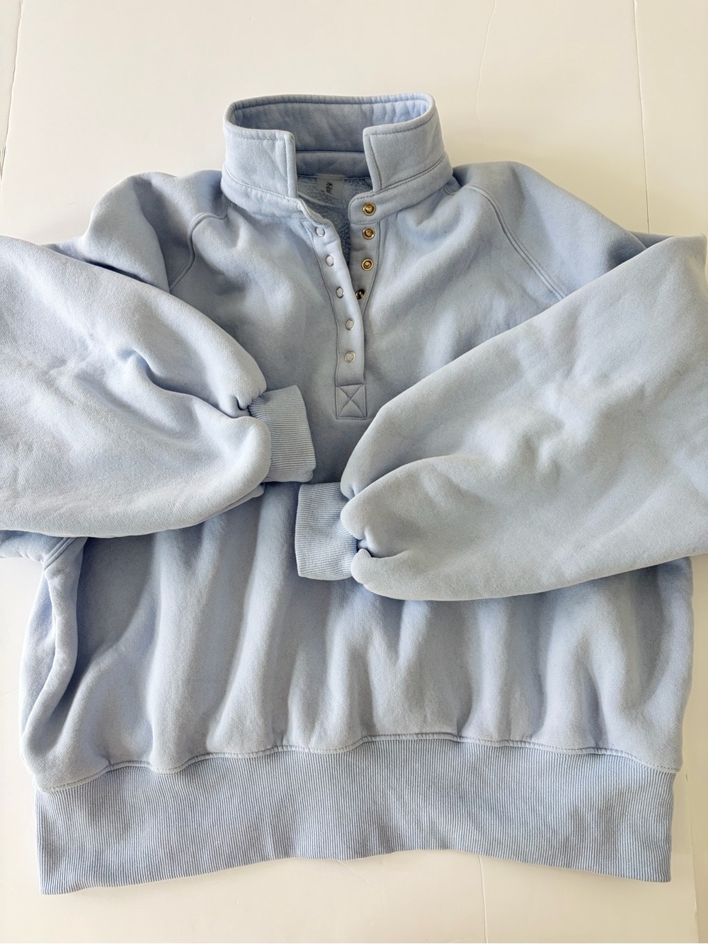 AS Revival Women’s Light Blue Balloon Sleeve Pullover Sweatshirt Size Medium